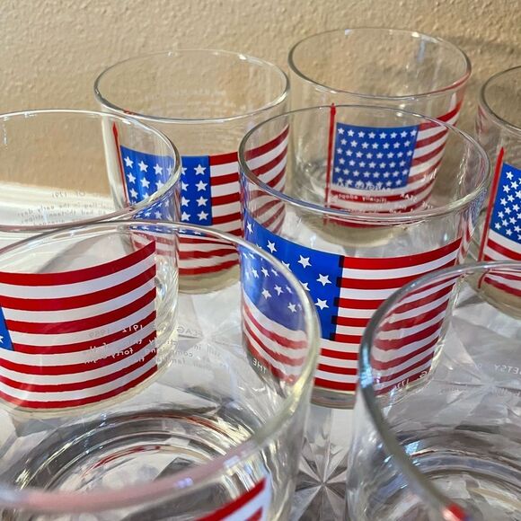 Libbey USA Flags with History on back Set of 8 Vintage Bar Glasses - Picture 7 of 16